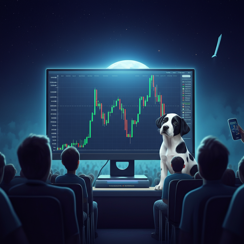 Barkley standing in front of a crowd with forex charts reaching for the moon