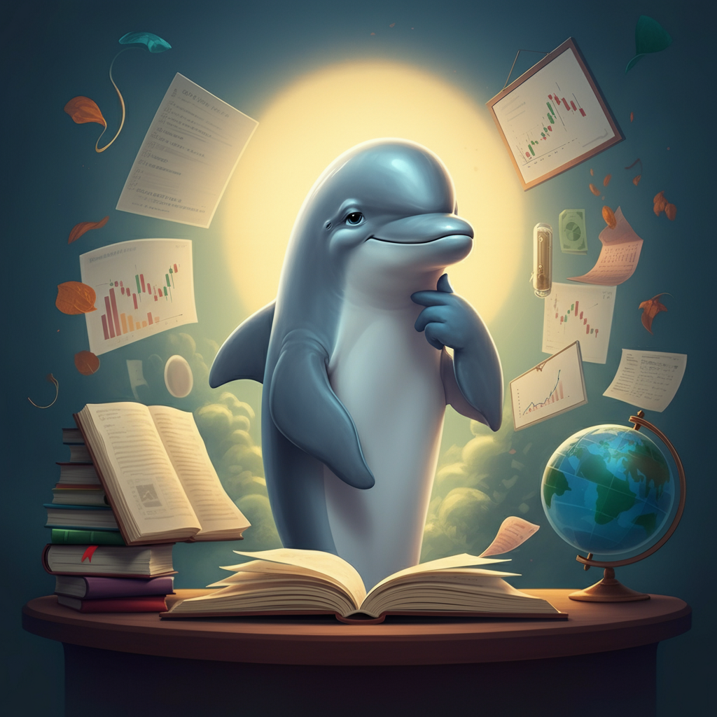 Dexter the Dolphin, capturing the essence of a successful Forex education journey