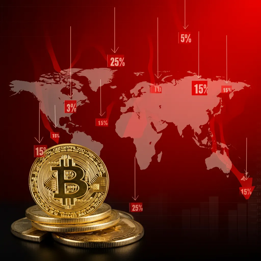 Visual representation of the impact of the Trump administration on the cryptocurrency market, highlighting tariffs and their effects on Bitcoin and Solana.